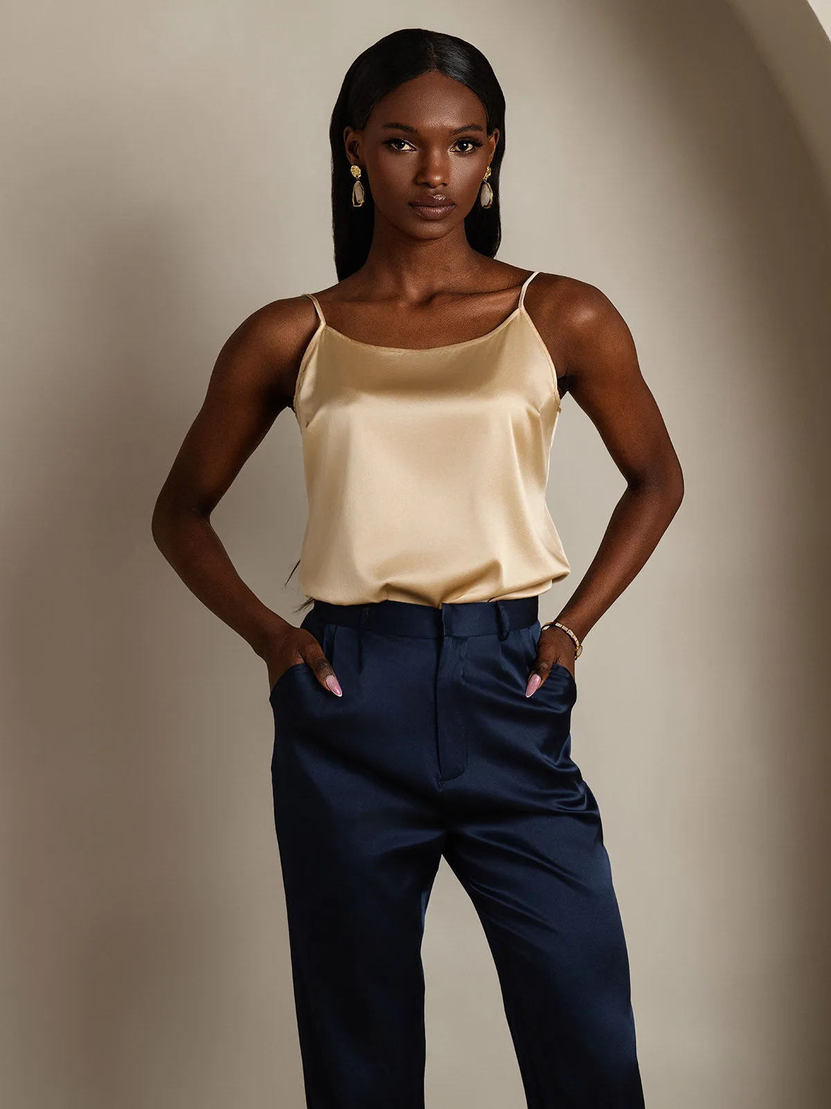 19Momme Silk Relaxed Spaghetti Strap Camisole Top