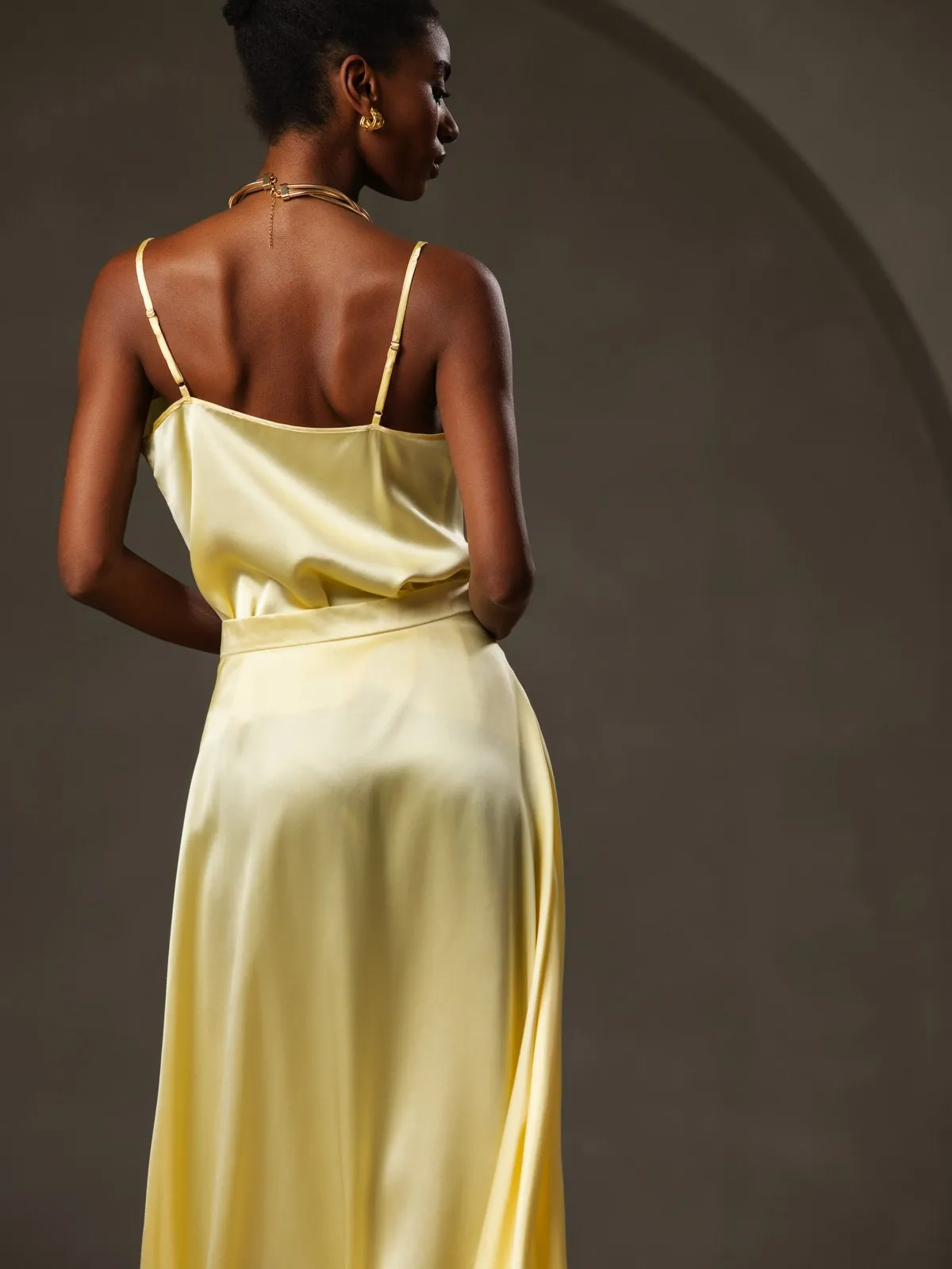19Momme Silk Spaghetti Strap Cowl Neck Camisole Top