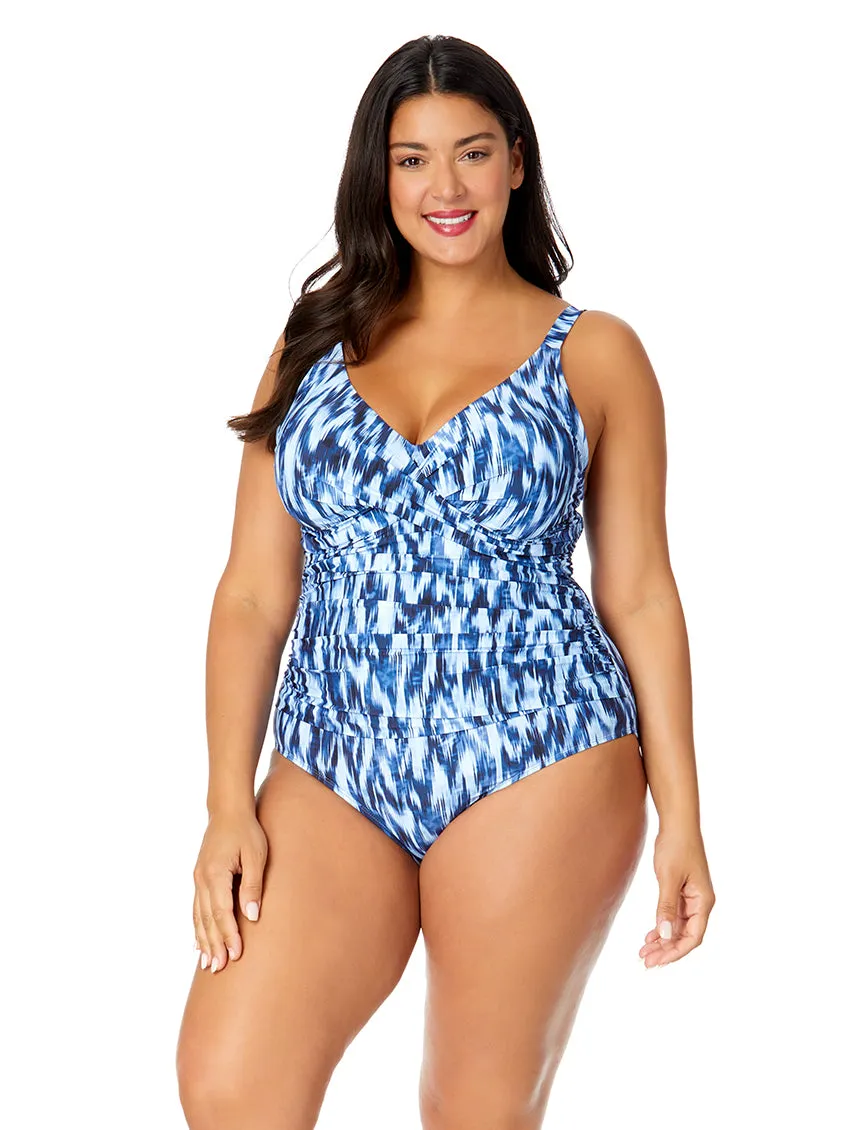 Anne Cole Ikat Drape One Piece Swimsuit