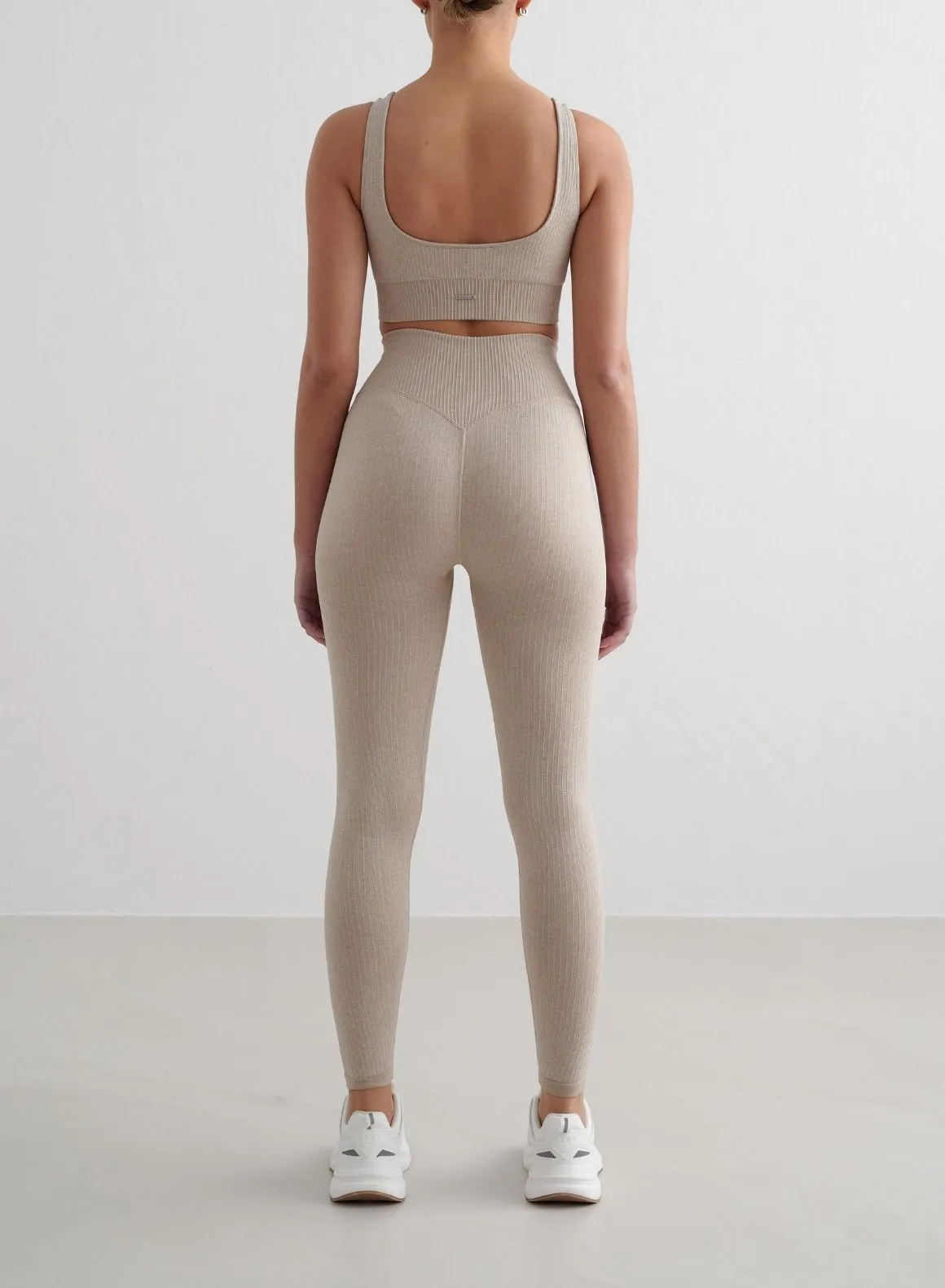 Beige Melange Ribbed Seamless Bra