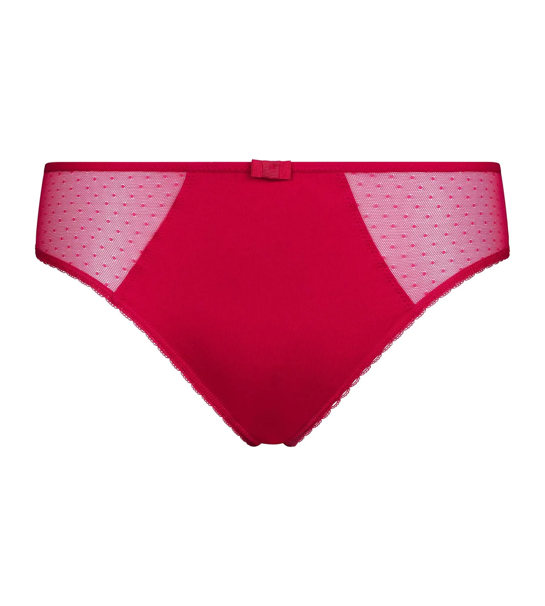 Culotte femme en coton bio et tulle plumetis Rouge Cerise Generous Dim