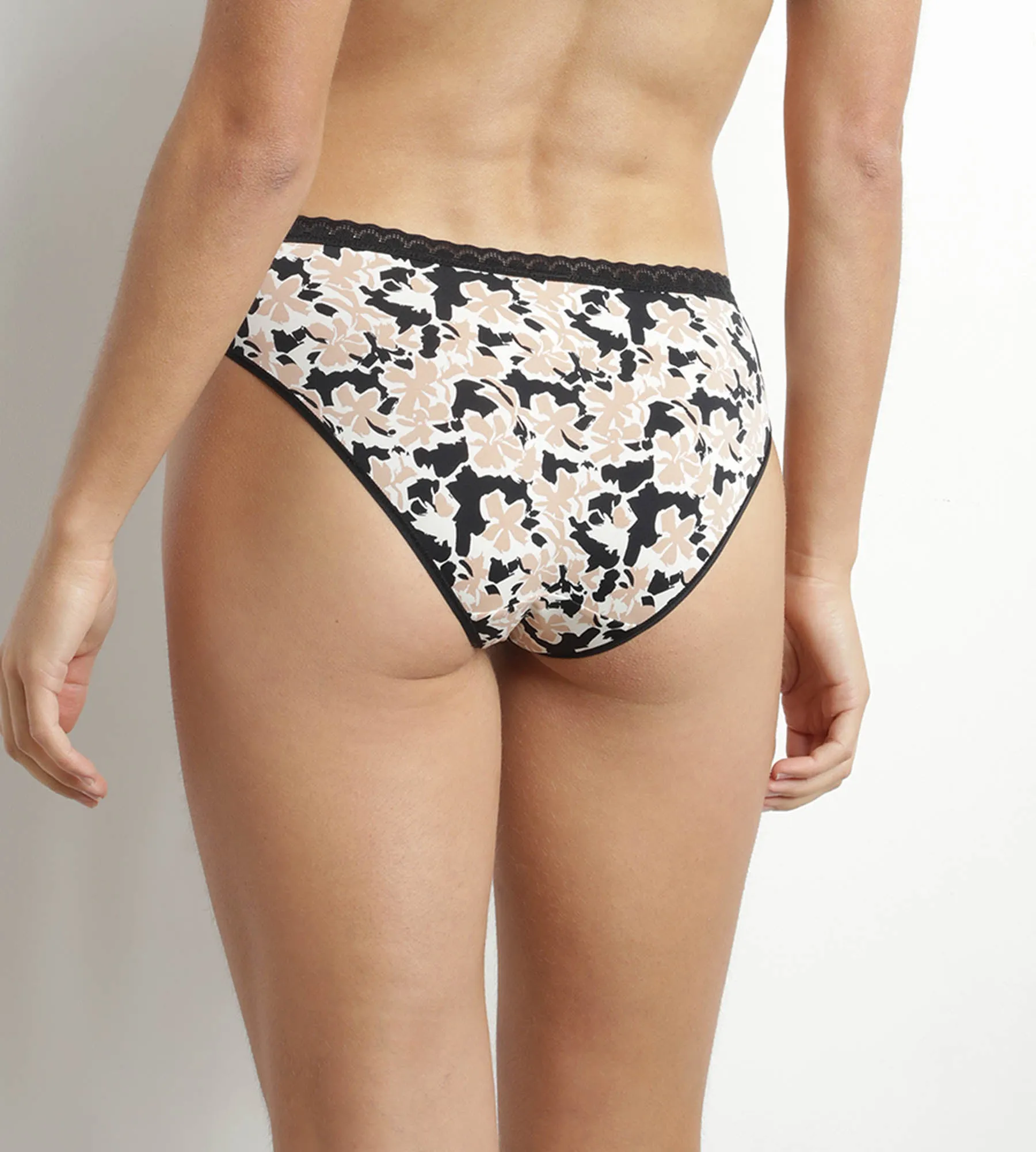 Culotte femme en microfibre à motif floral et tulle Dim Daily Micro