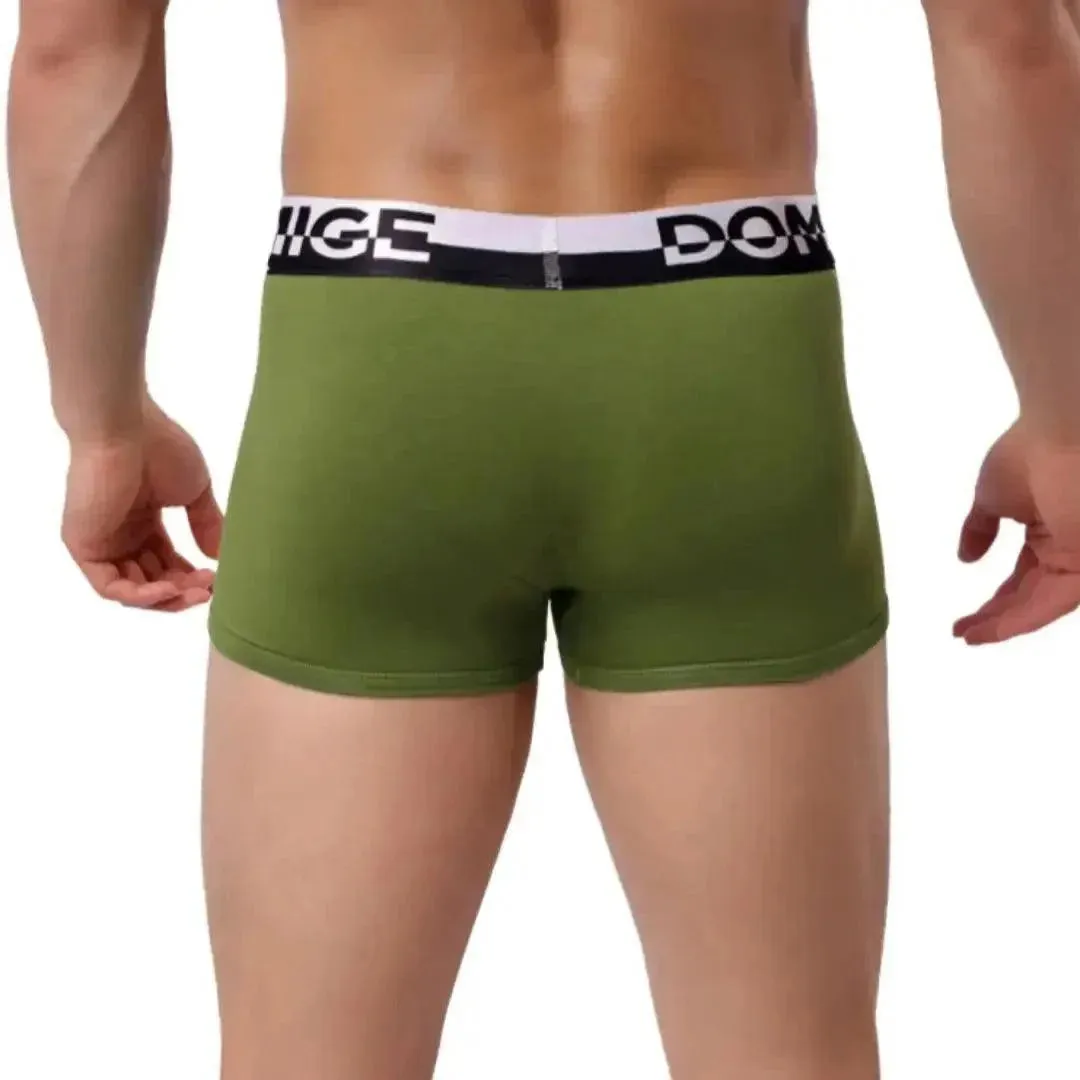 DomiGe Men's Cotton Boxer Briefs with Pouch & Silver Waistband