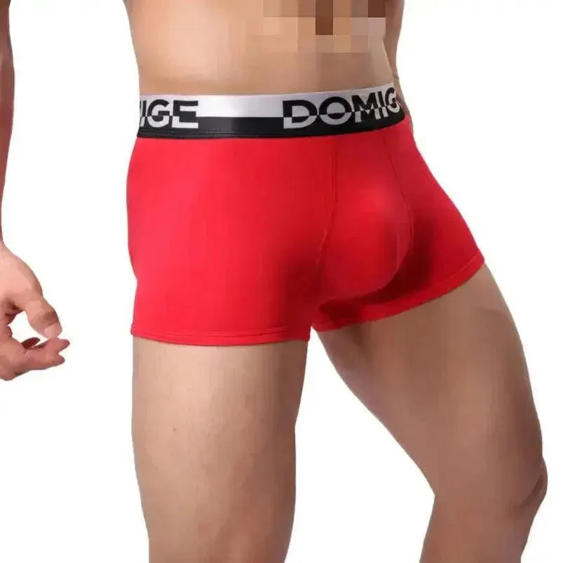 DomiGe Men's Cotton Boxer Briefs with Pouch & Silver Waistband