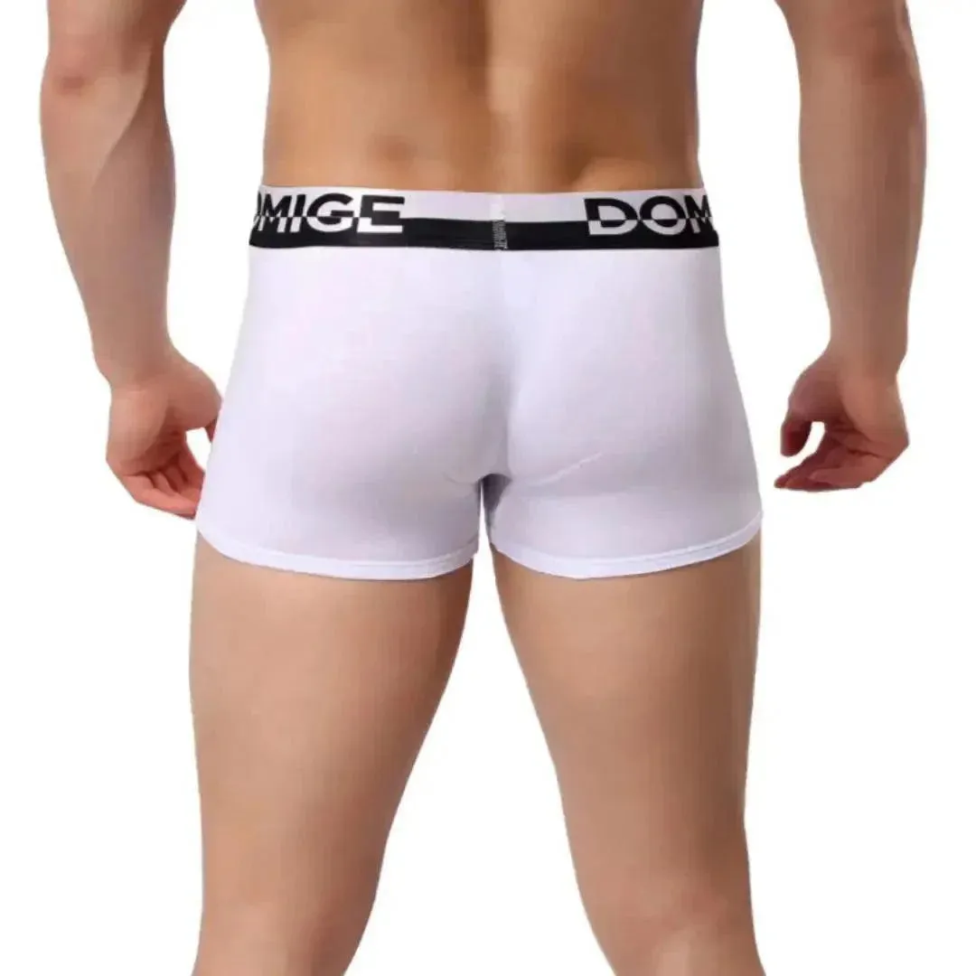 DomiGe Men's Cotton Boxer Briefs with Pouch & Silver Waistband