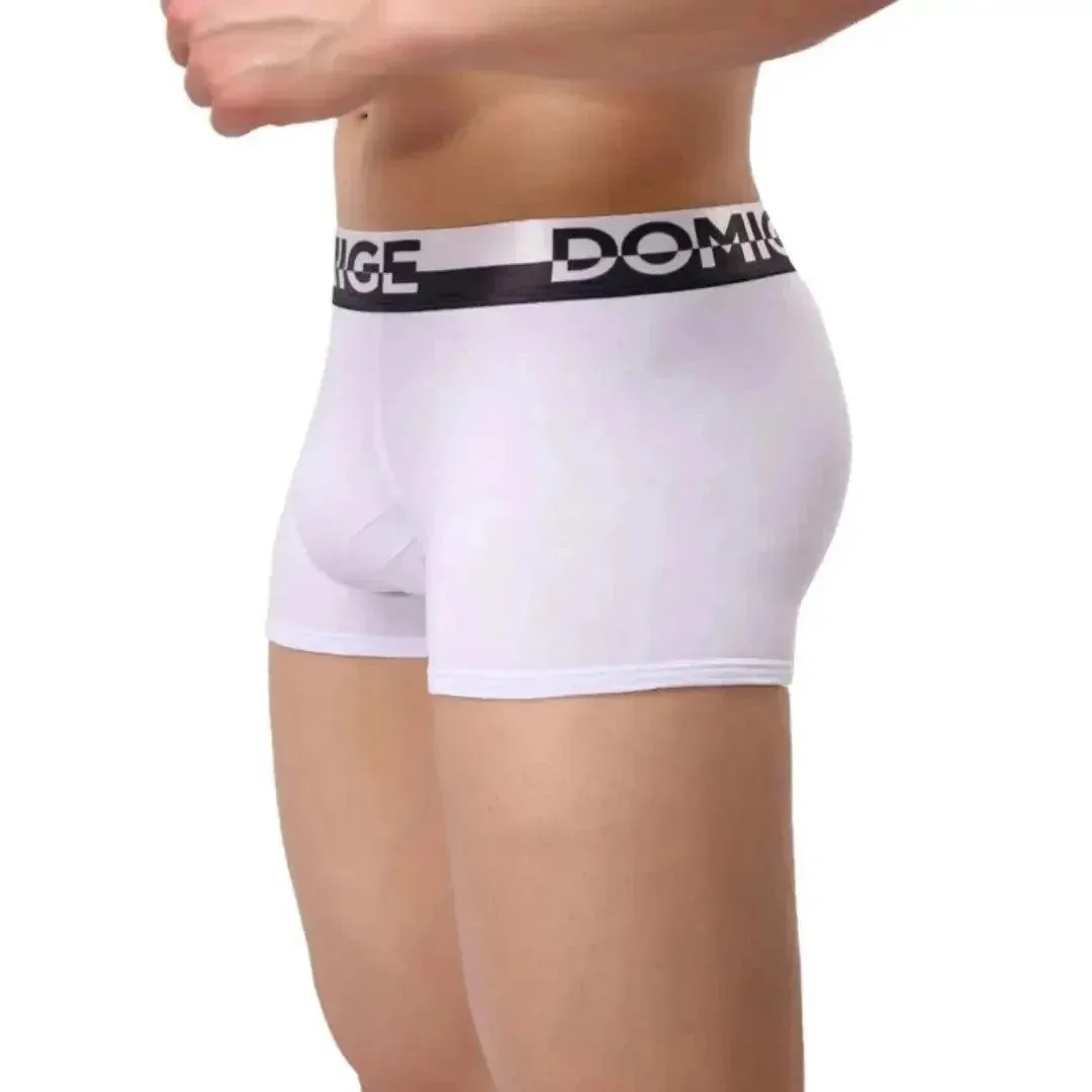 DomiGe Men's Cotton Boxer Briefs with Pouch & Silver Waistband