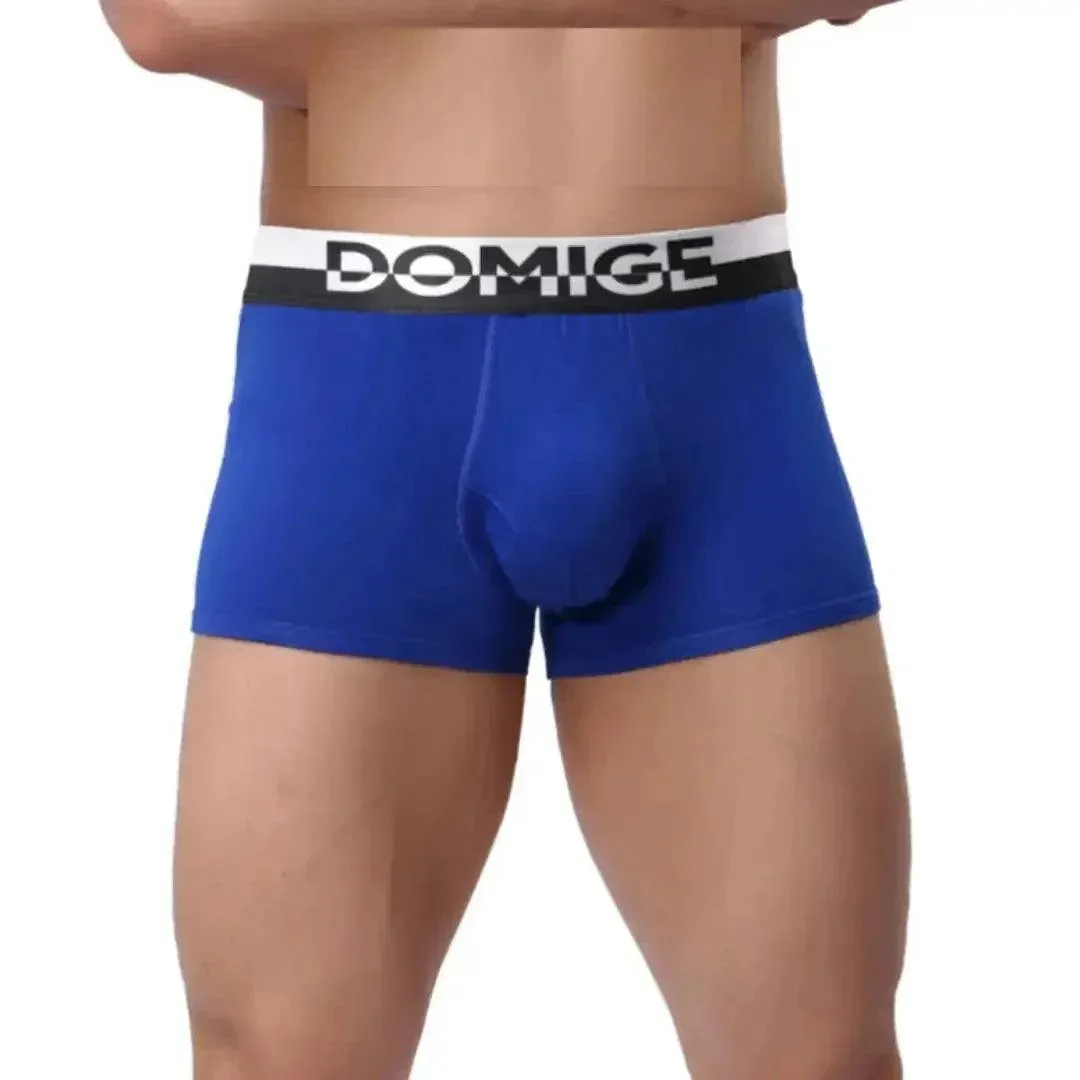DomiGe Men's Cotton Boxer Briefs with Pouch & Silver Waistband