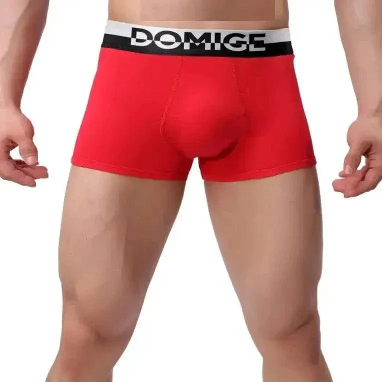 DomiGe Men's Cotton Boxer Briefs with Pouch & Silver Waistband