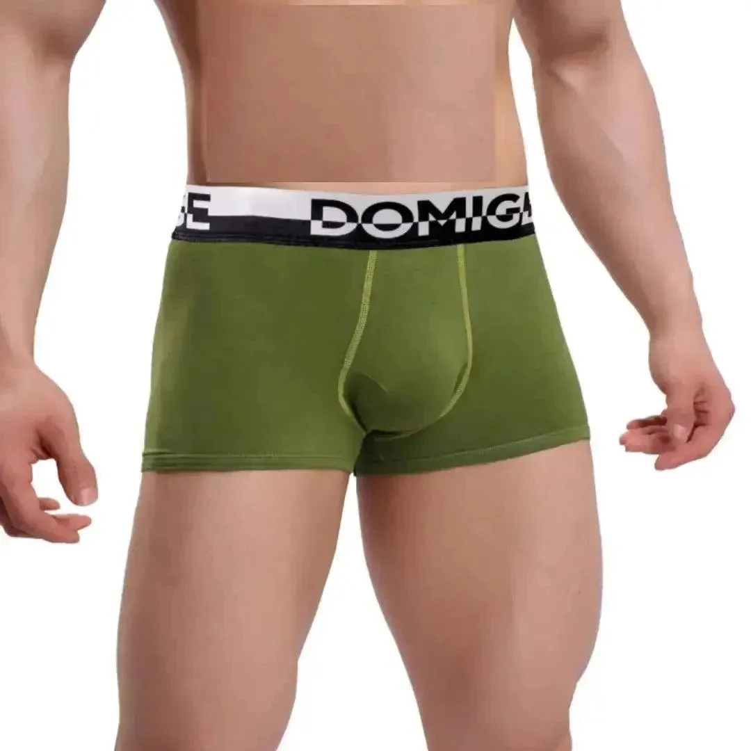 DomiGe Men's Cotton Boxer Briefs with Pouch & Silver Waistband