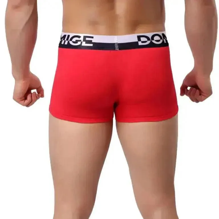 DomiGe Men's Cotton Boxer Briefs with Pouch & Silver Waistband
