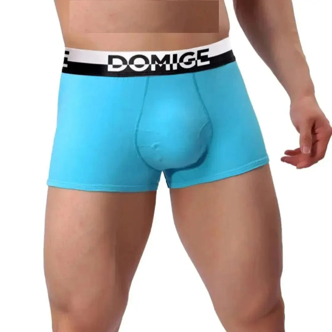 DomiGe Men's Cotton Boxer Briefs with Pouch & Silver Waistband