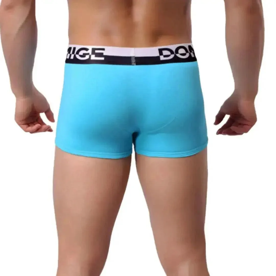 DomiGe Men's Cotton Boxer Briefs with Pouch & Silver Waistband