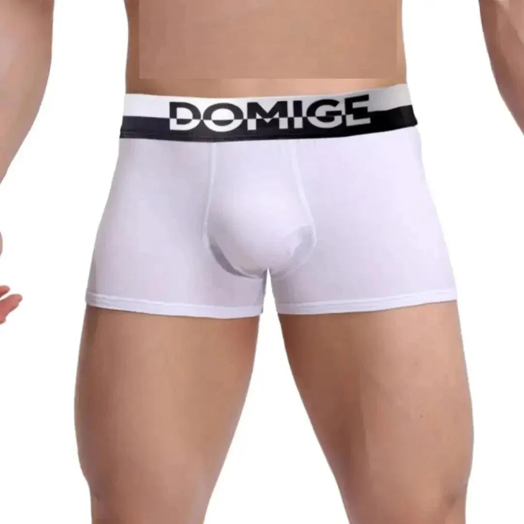 DomiGe Men's Cotton Boxer Briefs with Pouch & Silver Waistband