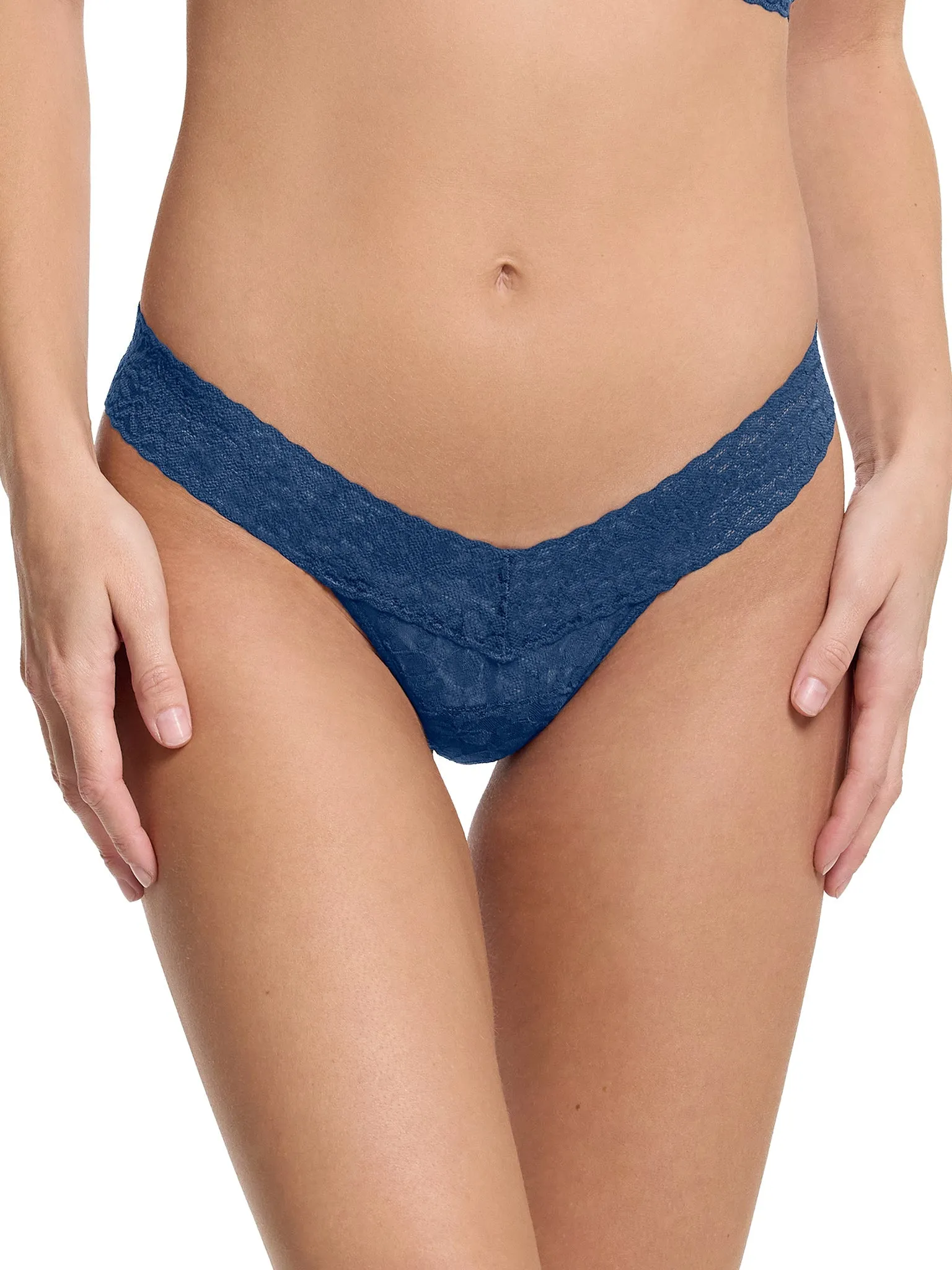 Flora Lace Low Rise Thong Night Owl Blue