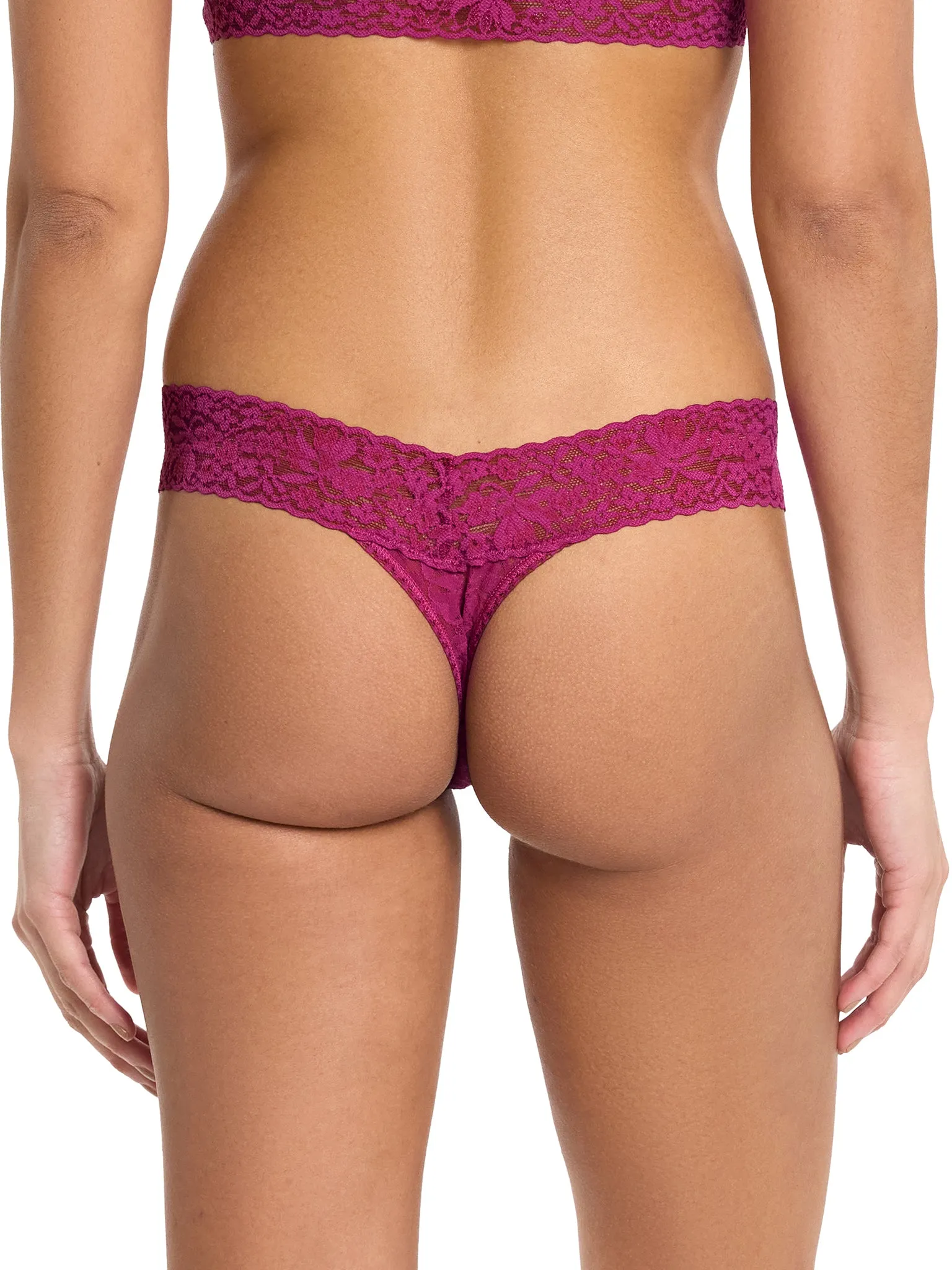 Flora Lace Low Rise Thong Picking Plums Pink