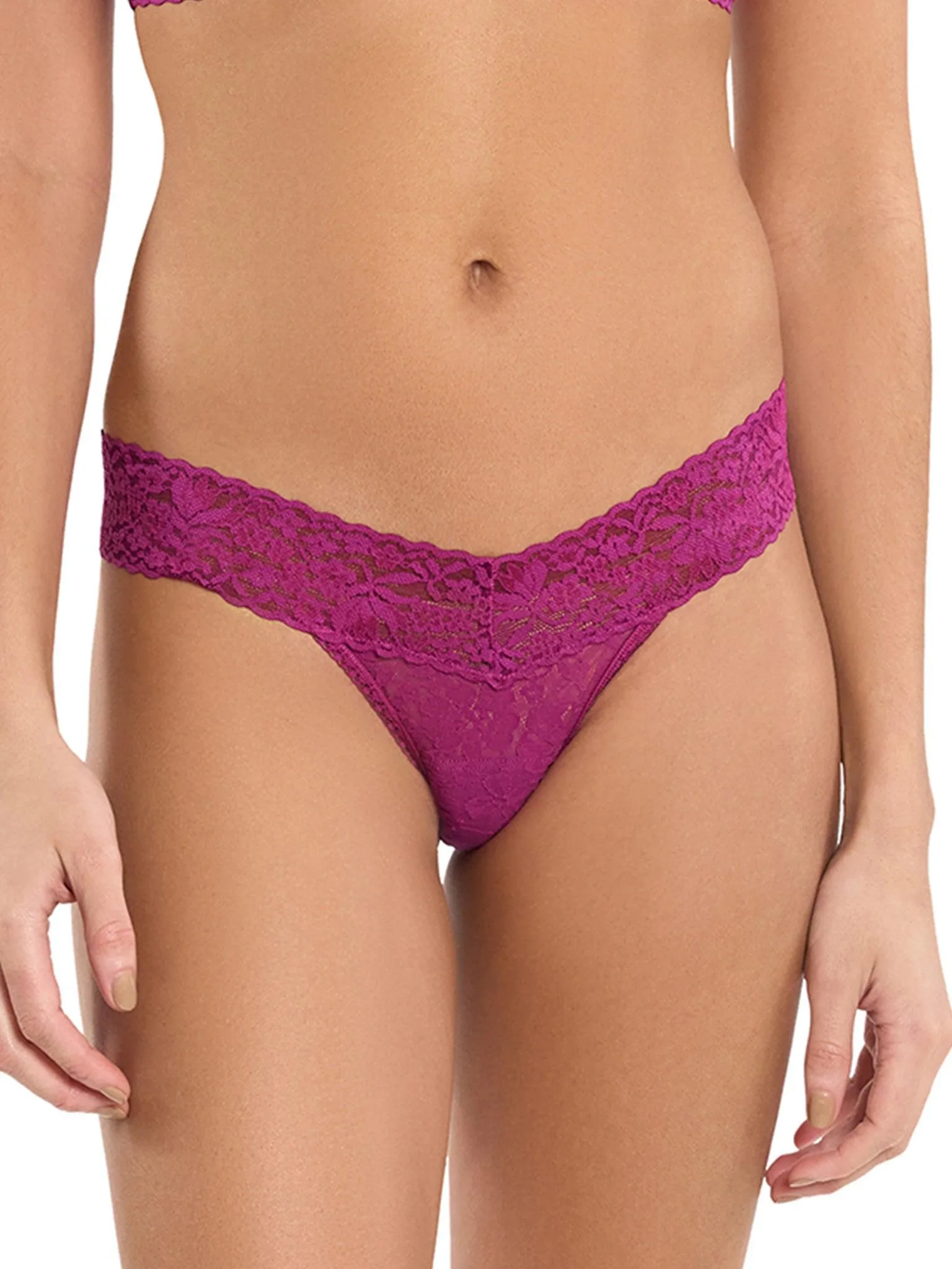 Flora Lace Low Rise Thong Picking Plums Pink