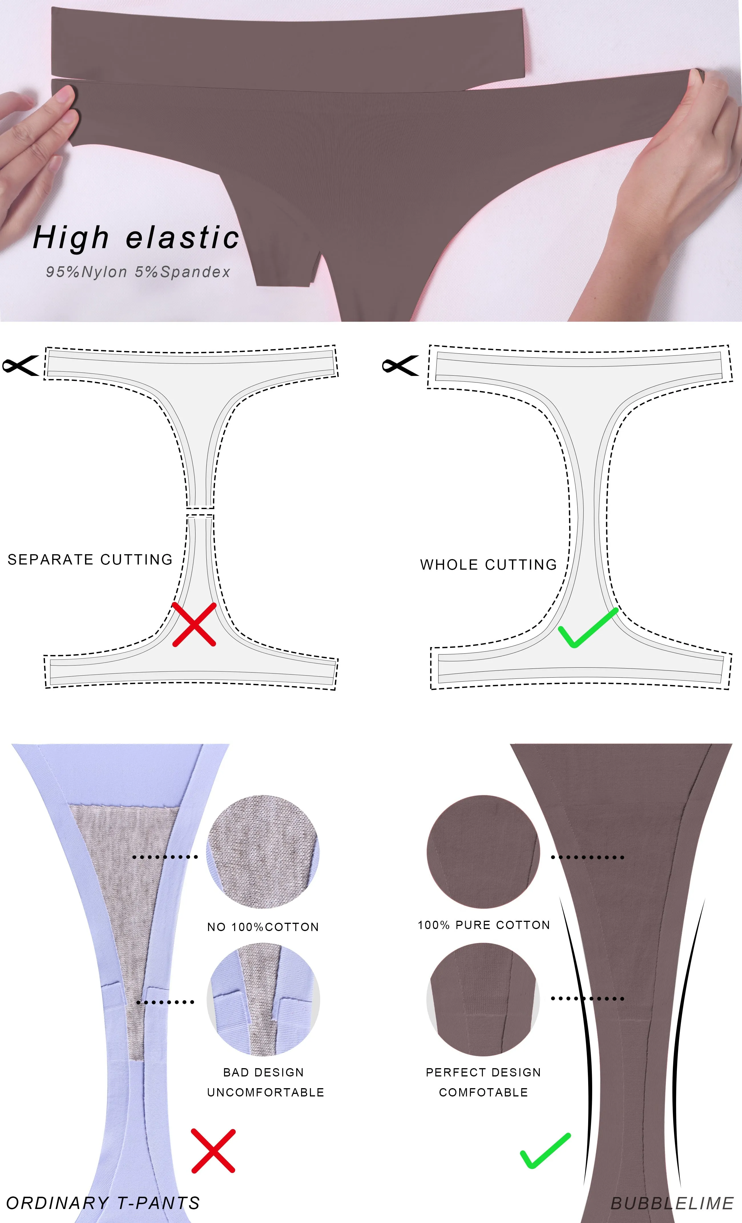 Invisibles Sports Thongs Underwear Brown_yoga