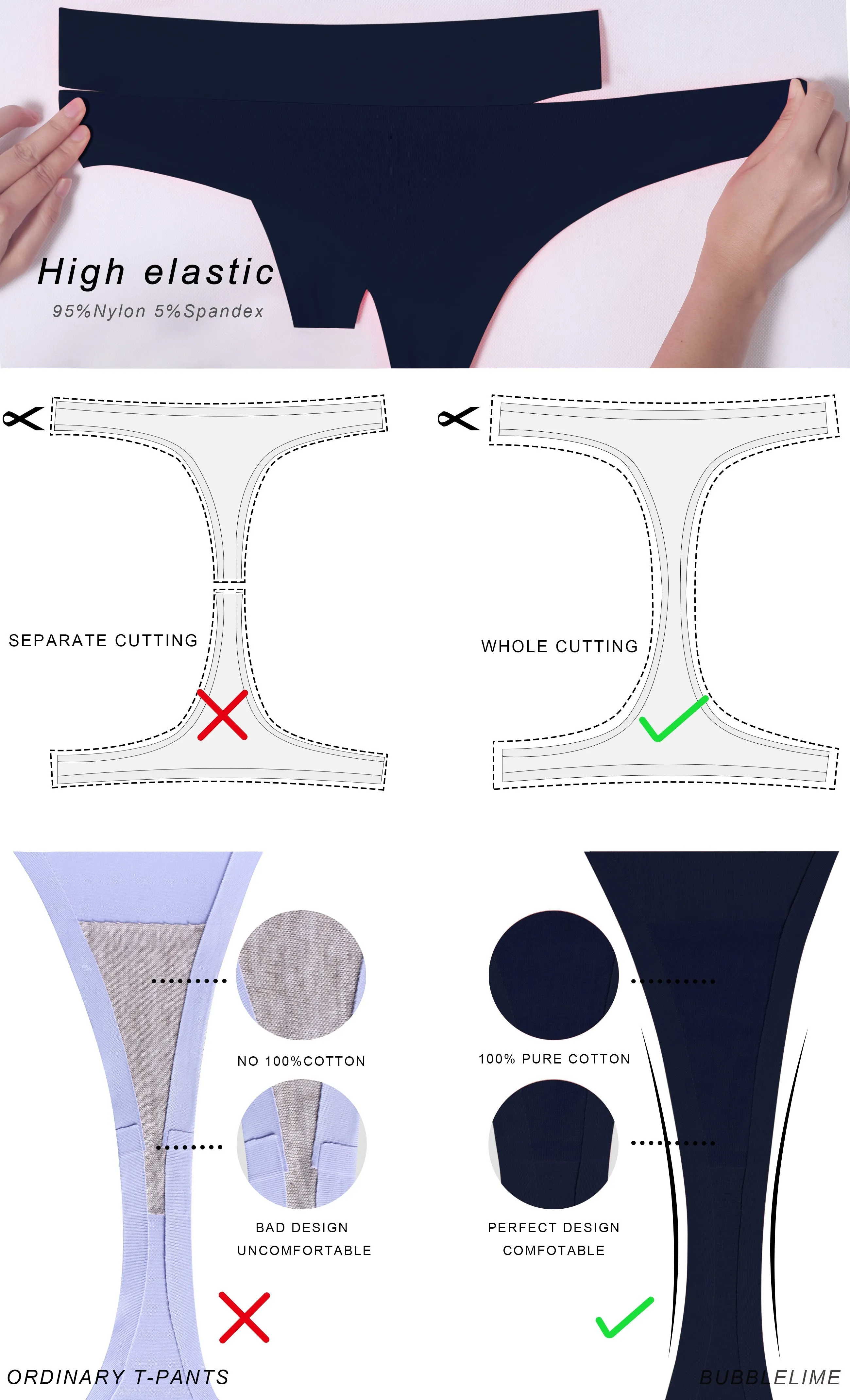 Invisibles Sports Thongs Underwear Darknavy_Tall Size
