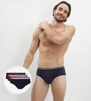 Lot de 3 slips rouge et bleu pour homme Classic Colors