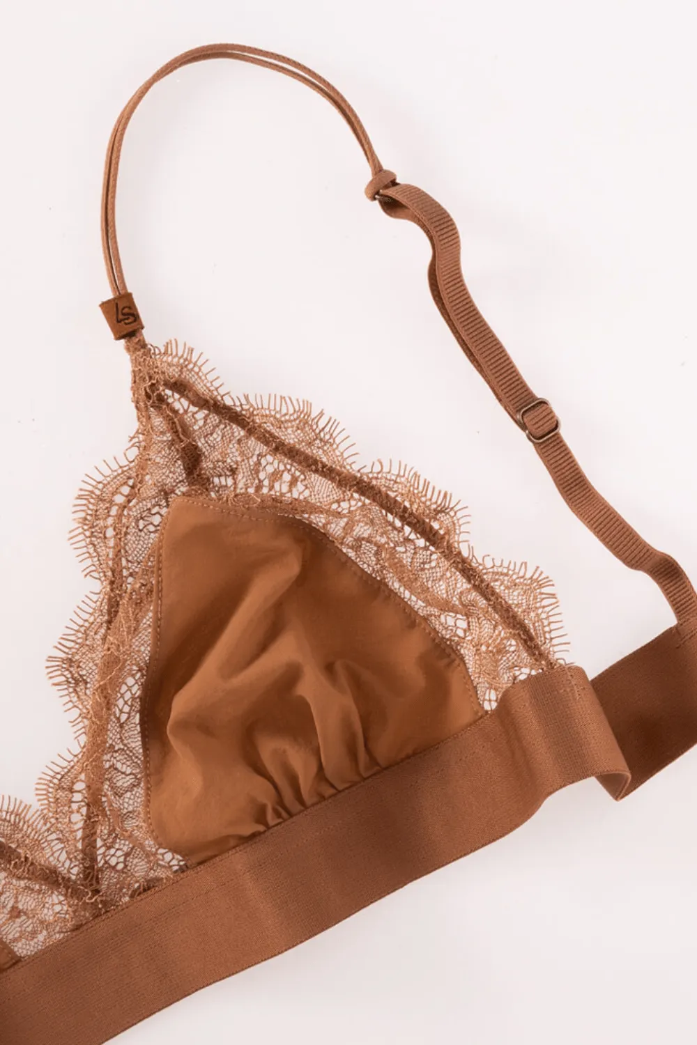 Love Lace Triangle Bralette Medium Brown