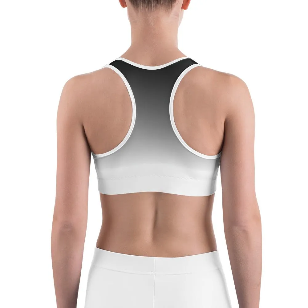 Ombre Black to White Sports Bra