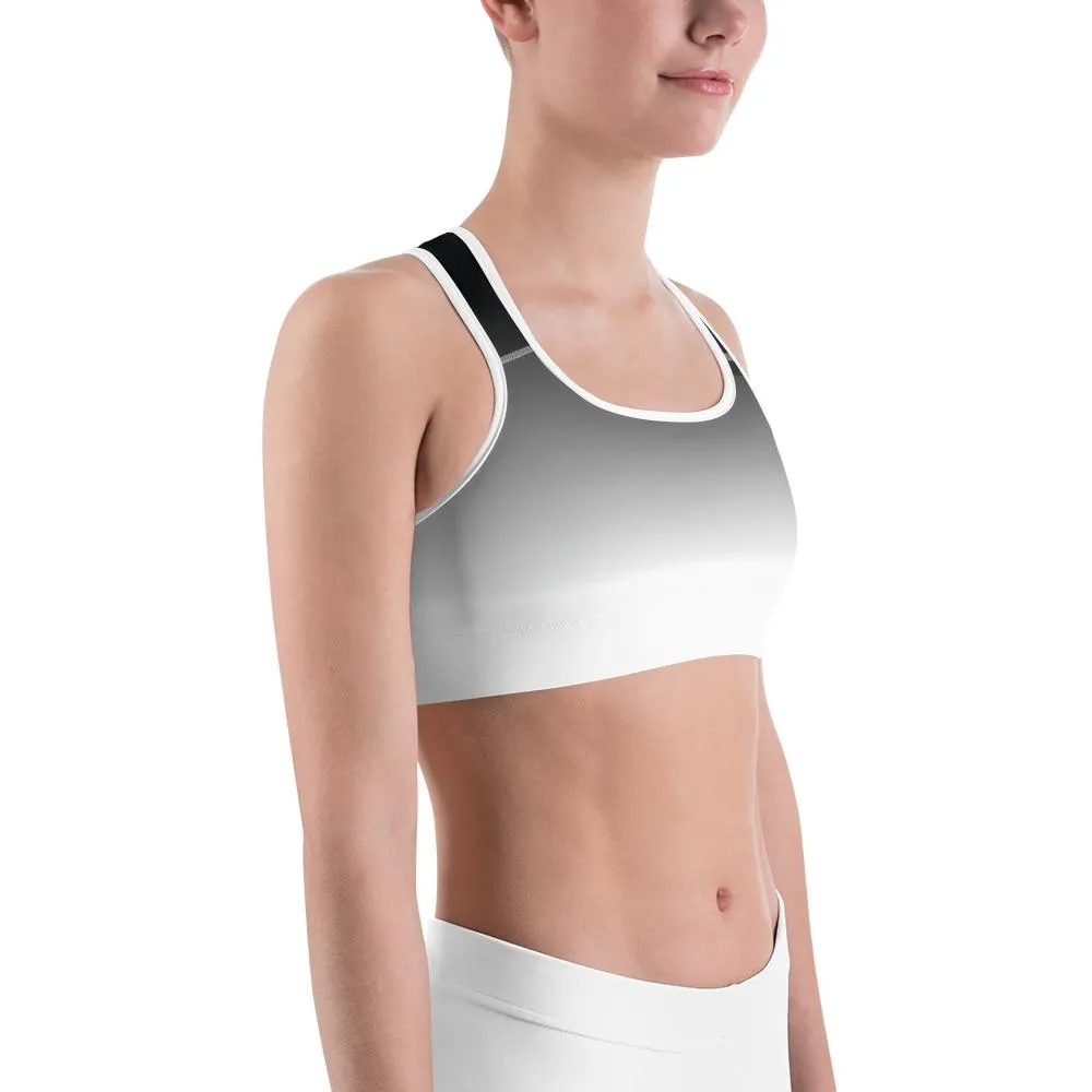 Ombre Black to White Sports Bra