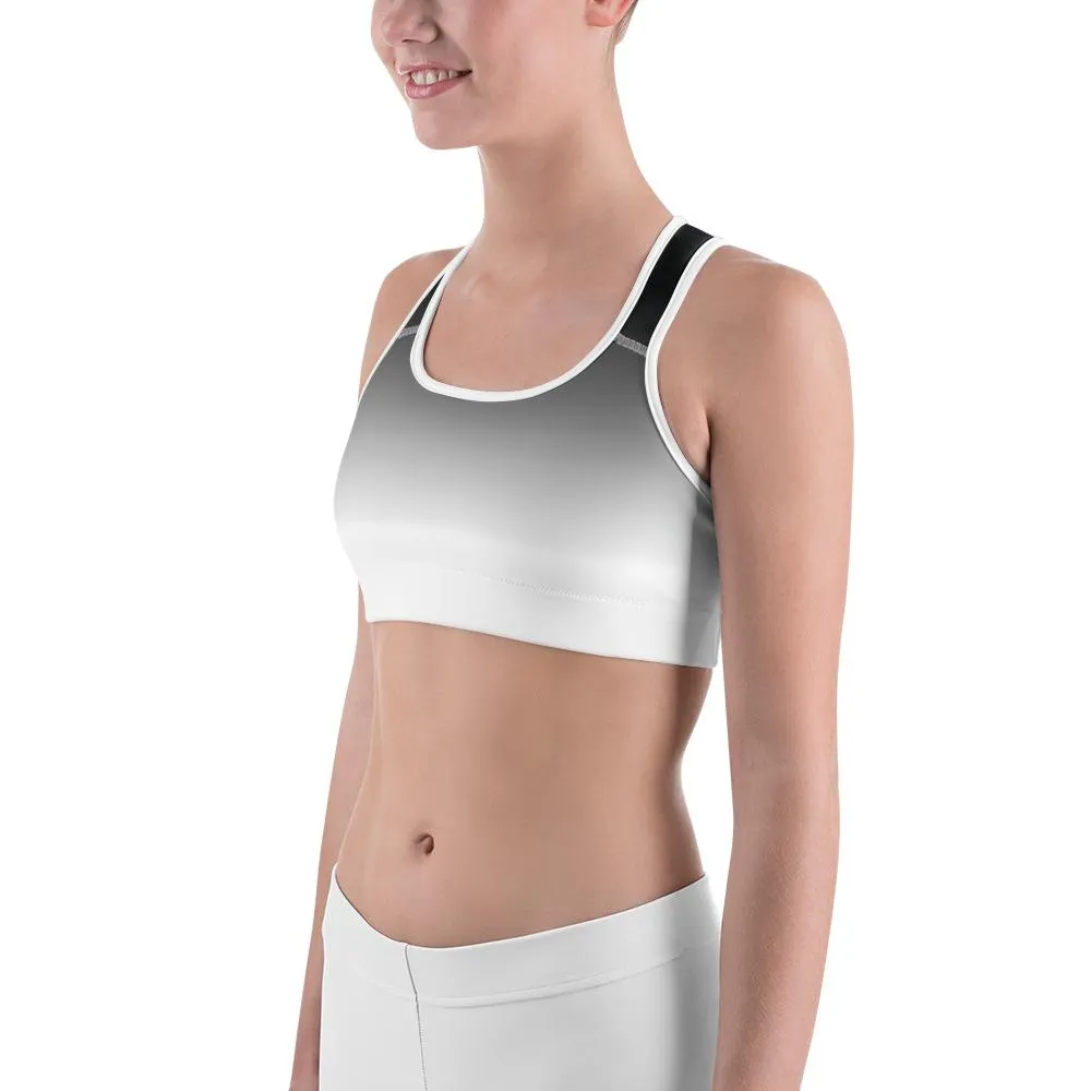 Ombre Black to White Sports Bra
