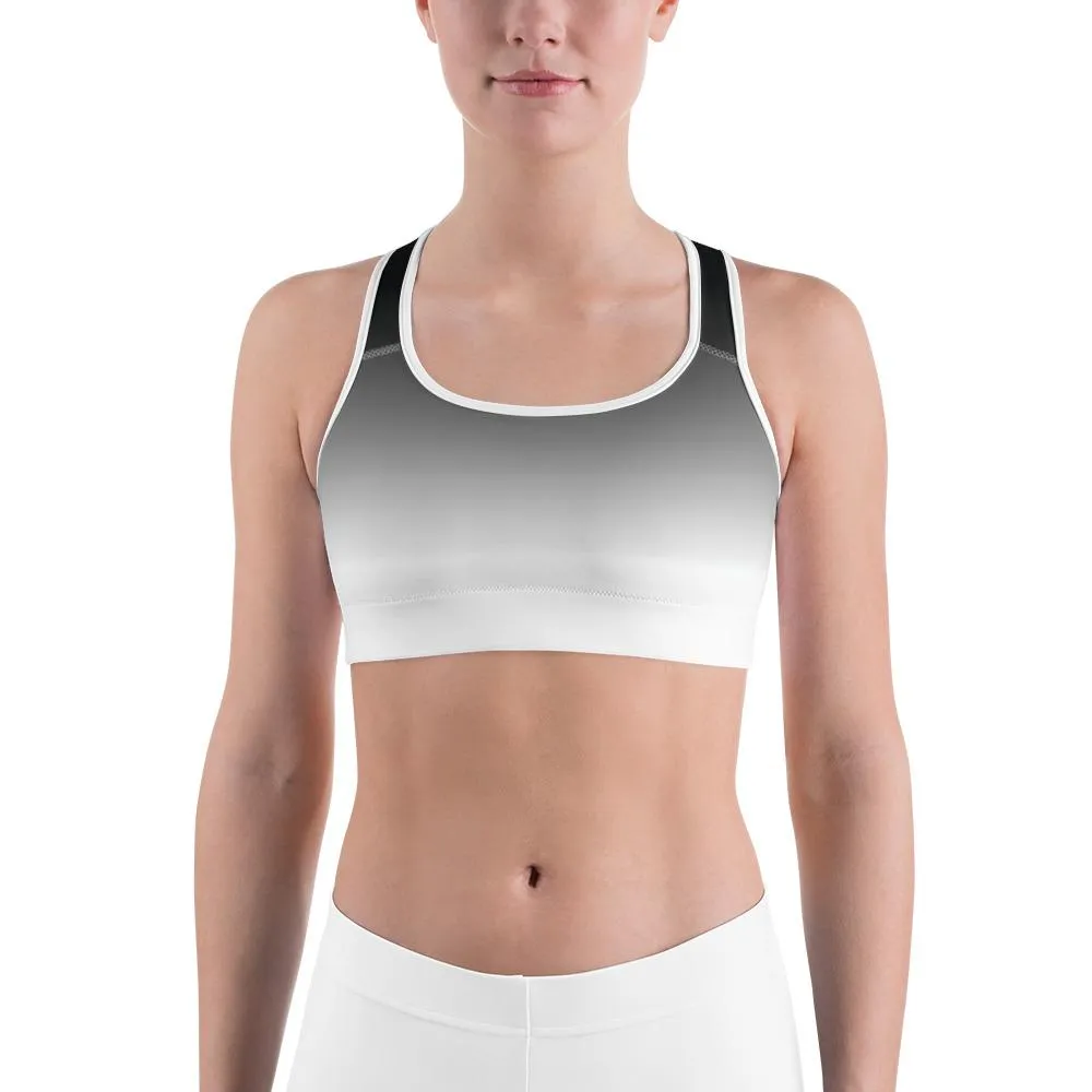 Ombre Black to White Sports Bra