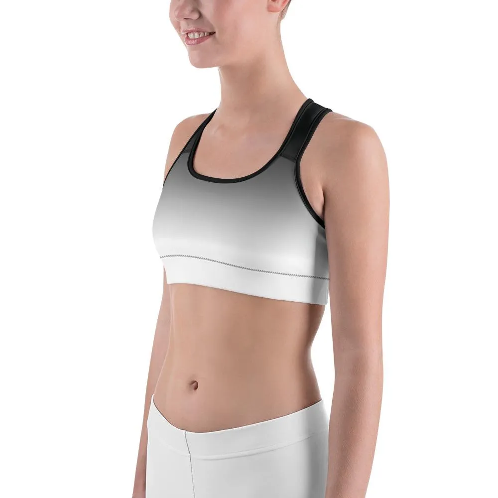 Ombre Black to White Sports Bra