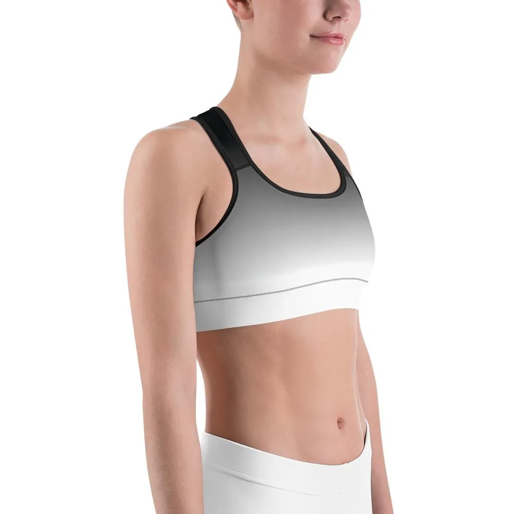 Ombre Black to White Sports Bra