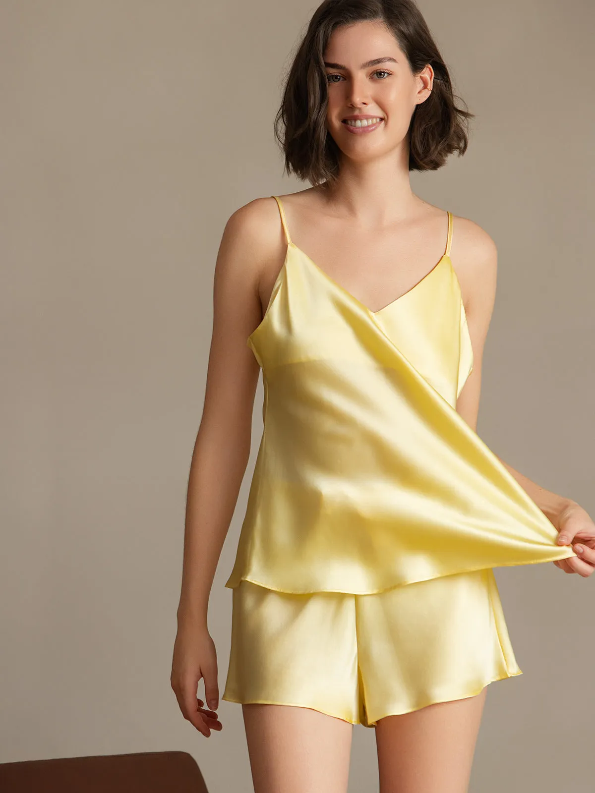 Pure Silk Spaghetti Strap Camisole Set 2Pcs