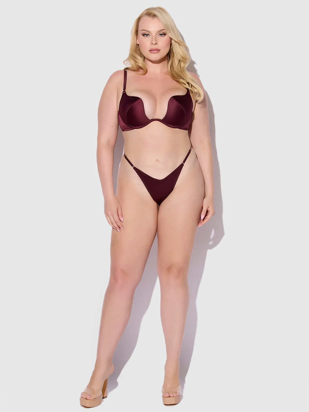 Rising Star Plunge Push Up Bra in Petra Satin