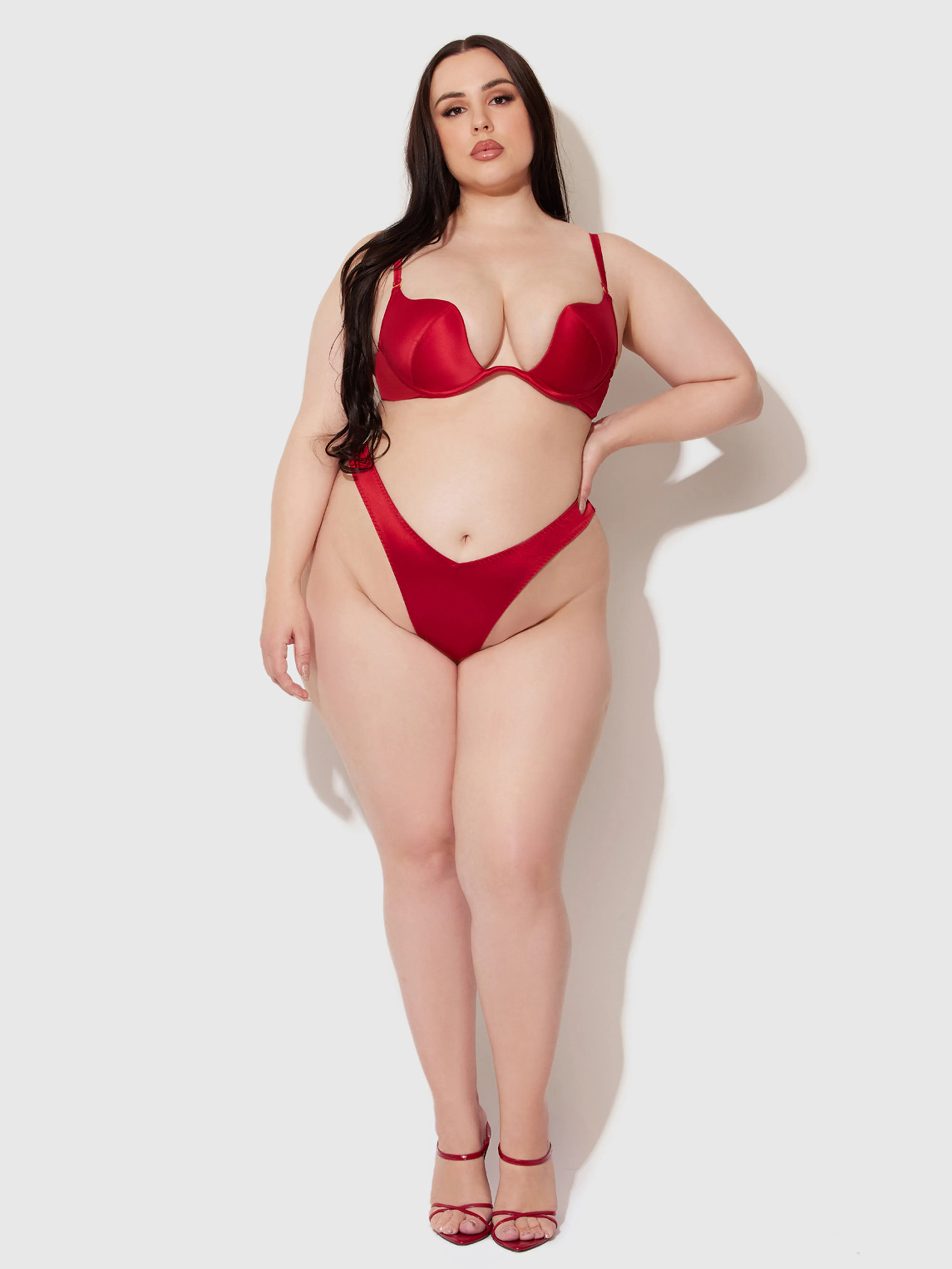 Rising Star Plunge Push Up Bra in Petra Satin
