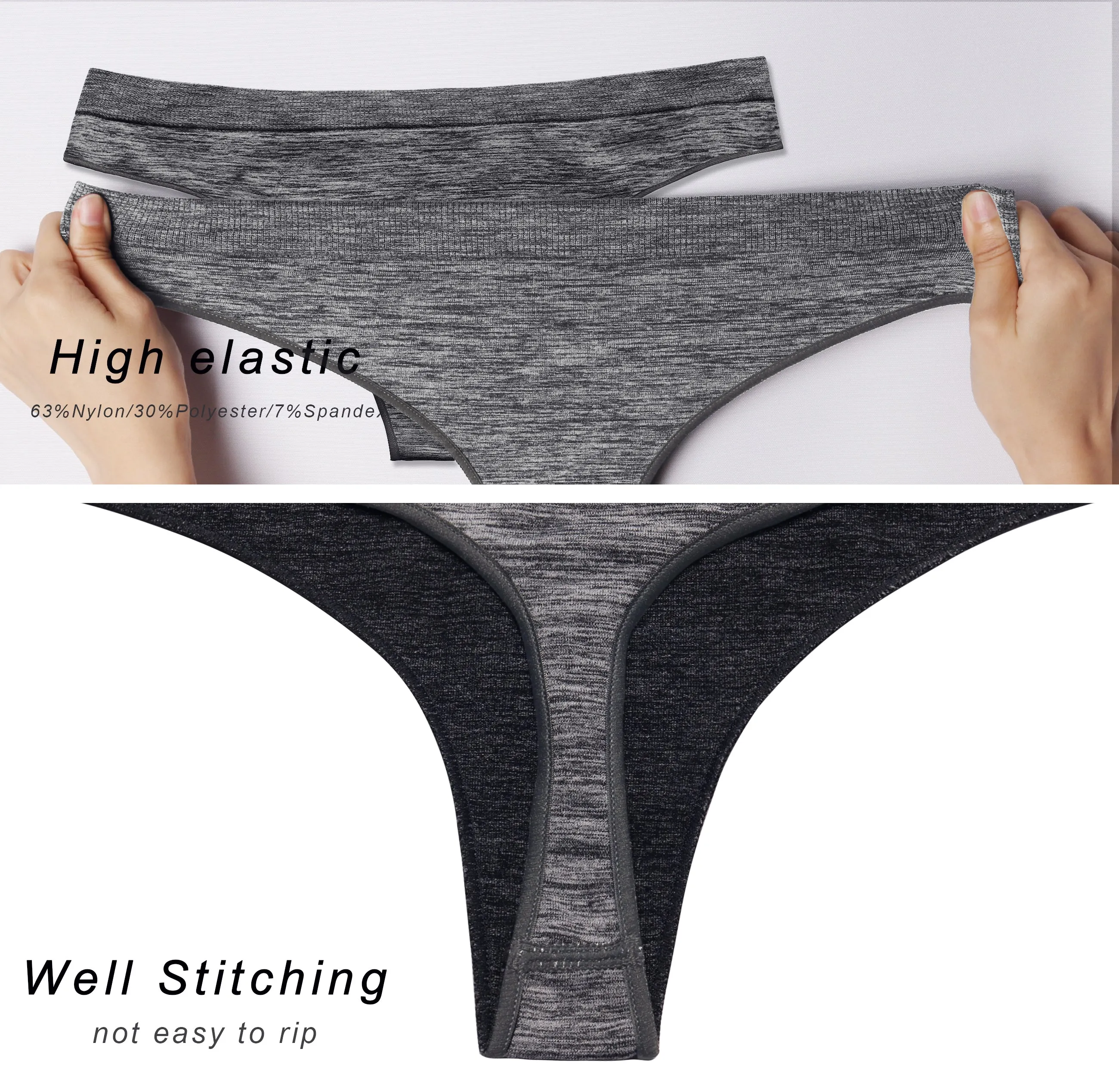 Seamless Sports Thongs Underwear heathercharcoal_Jogging