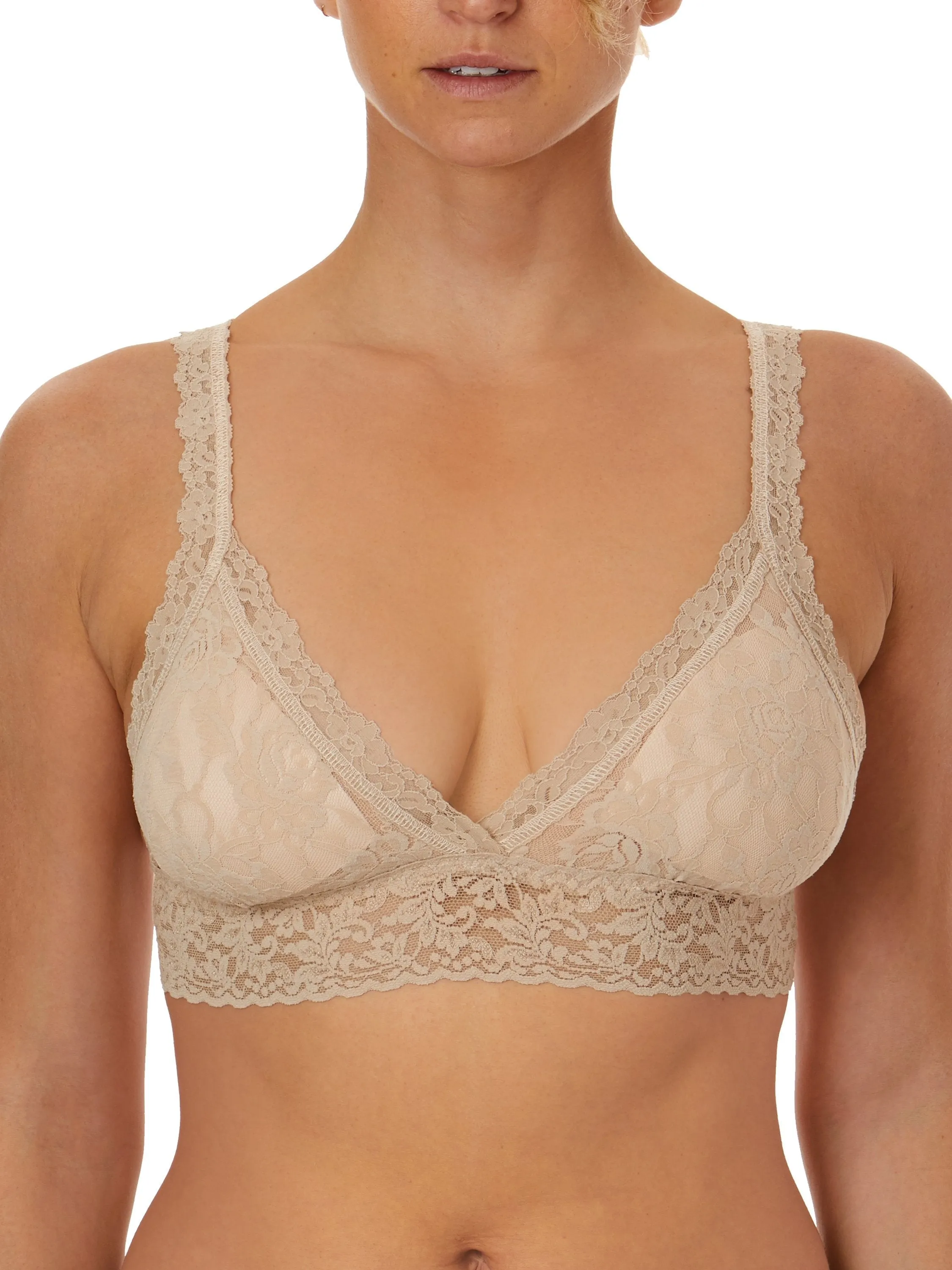 Signature Lace Padded Crossover Bralette Chai
