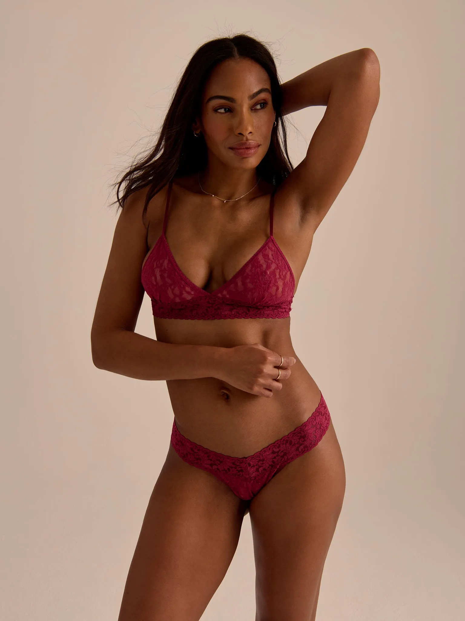 Signature Lace® Padded Triangle Bralette Merlot Red