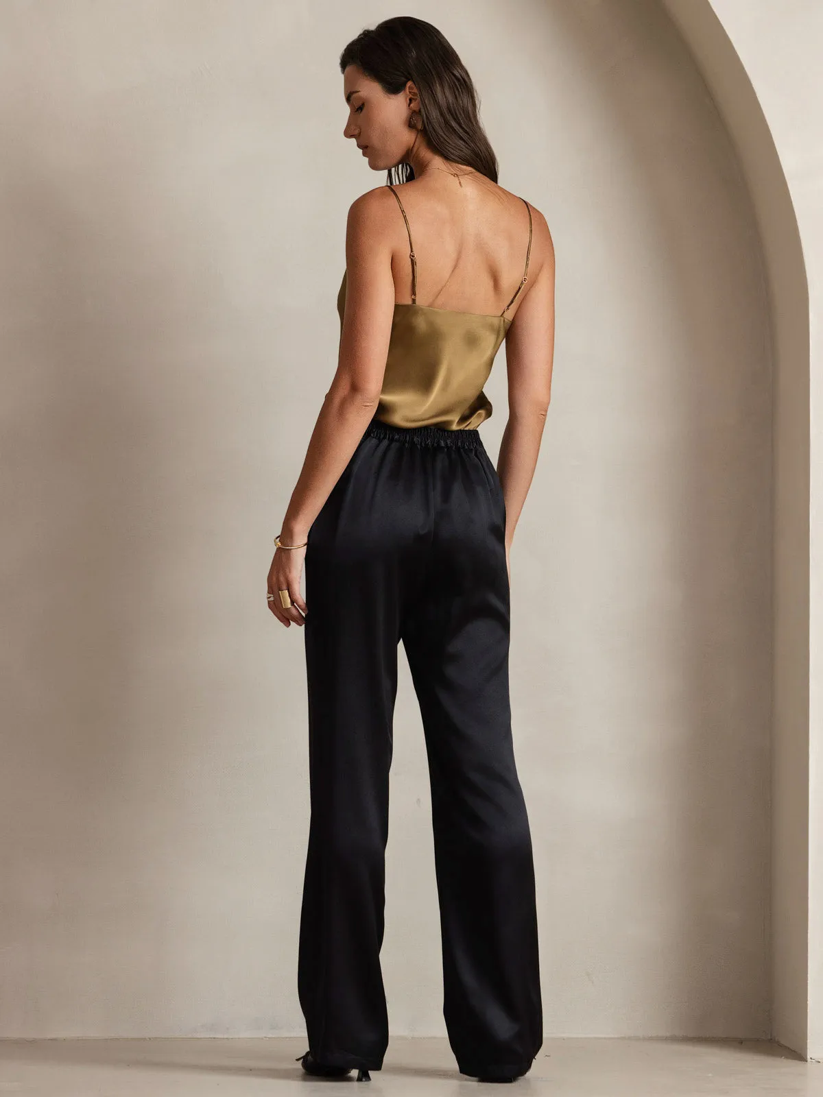 V-neck Pure Silk Spaghetti Straps Camisole Top