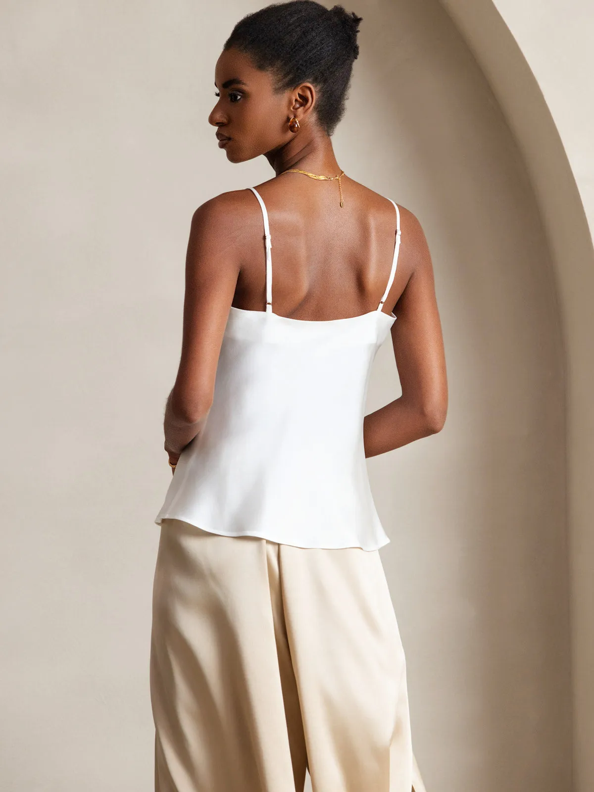 V-neck Pure Silk Spaghetti Straps Camisole Top